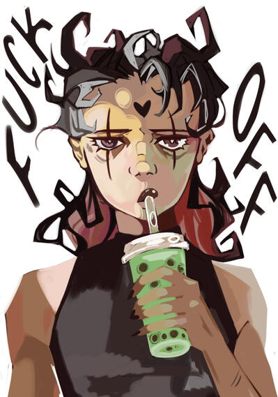 "Blitzø drinking boba"